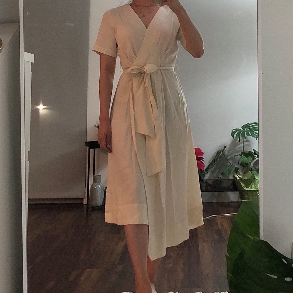 Asymmetrical Blanc Wrap Dress